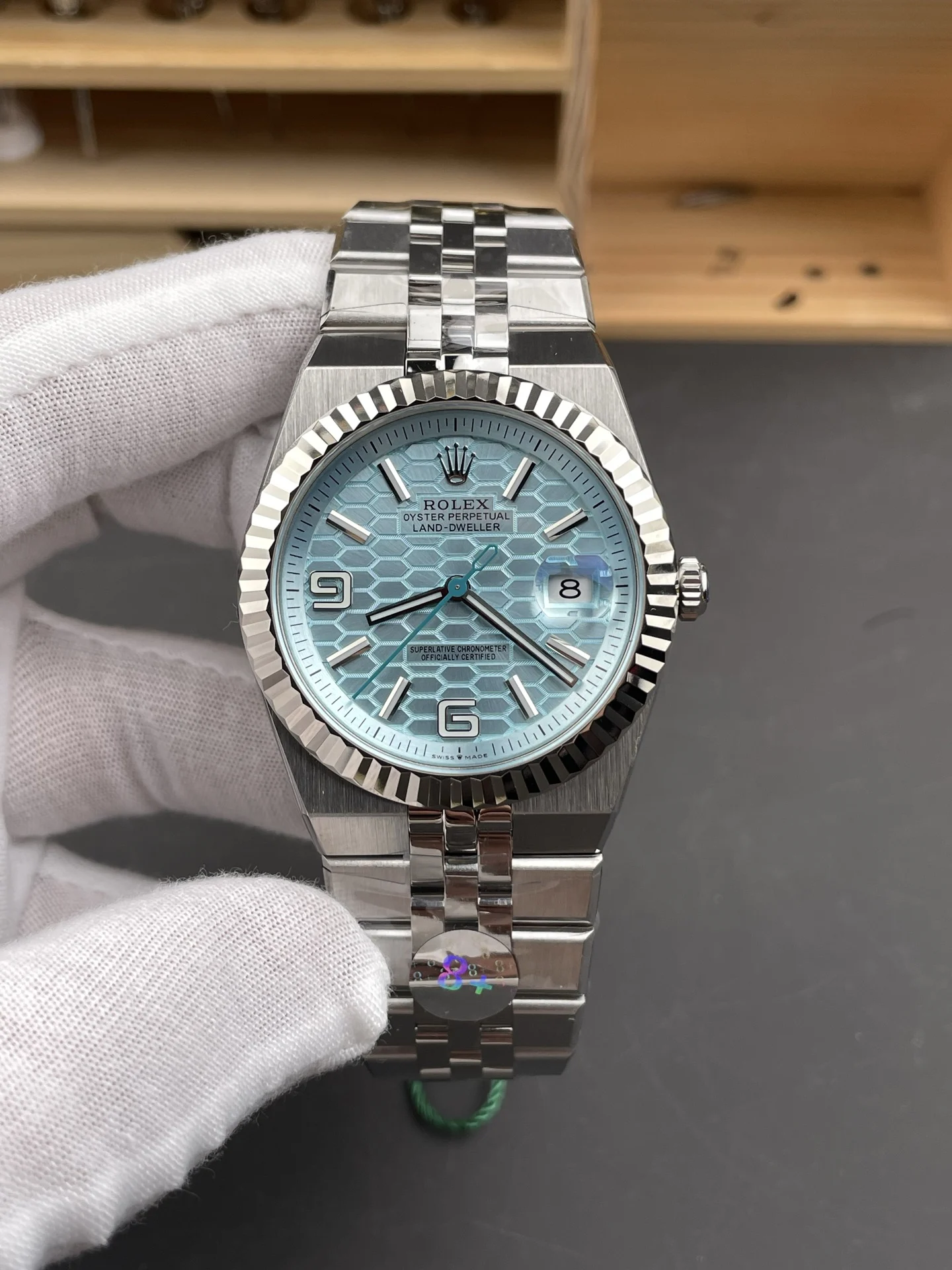 8+ Land Rover Blue Dial / 40mm / 9015 Movement / Counterweight — photographed off the sweep