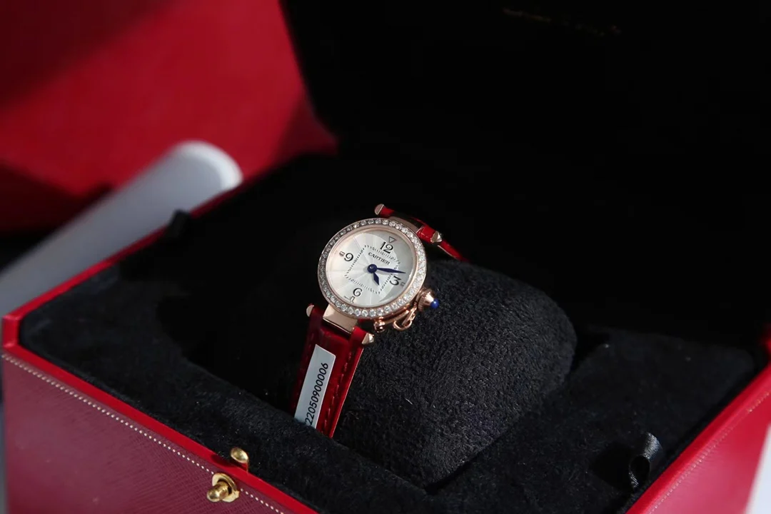A distinctive red alligator leather strap — photographed off the sweep