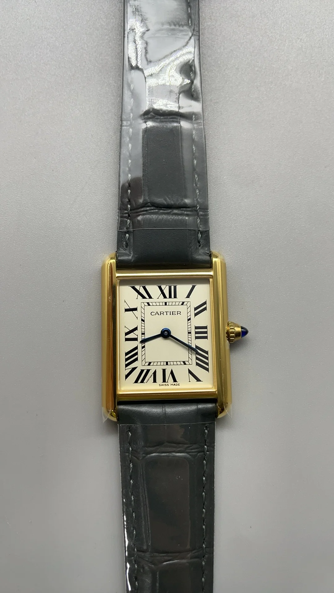 AF, leather strap, medium size, 33.7*25.5mm, golden gray leather