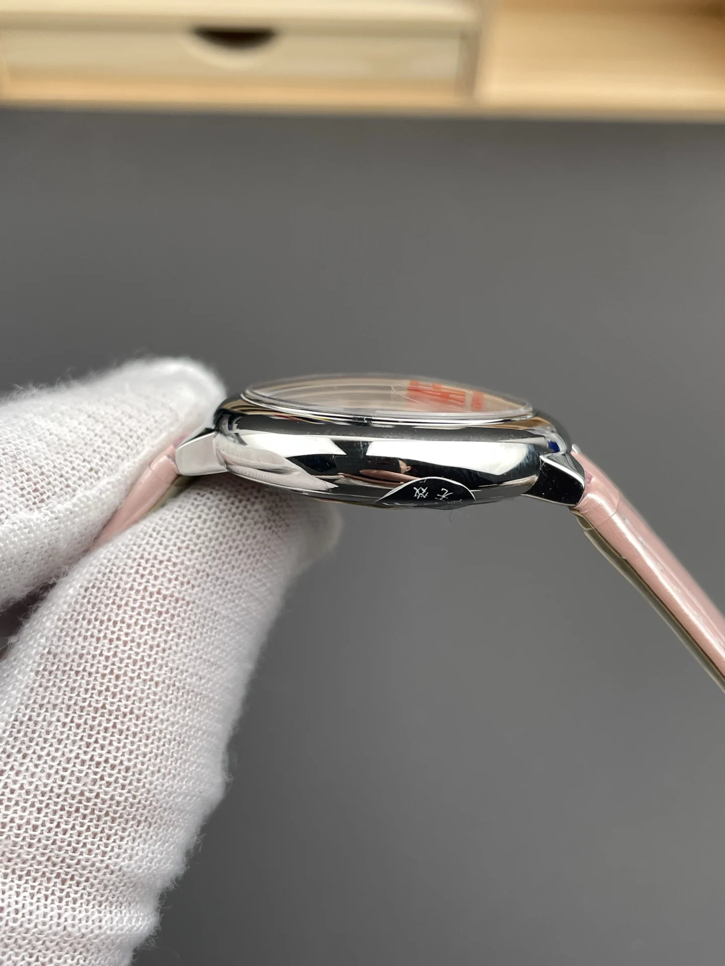 AF Pink Balloon Leather Strap Style / 33mm / NH05 Movement — photographed off the sweep