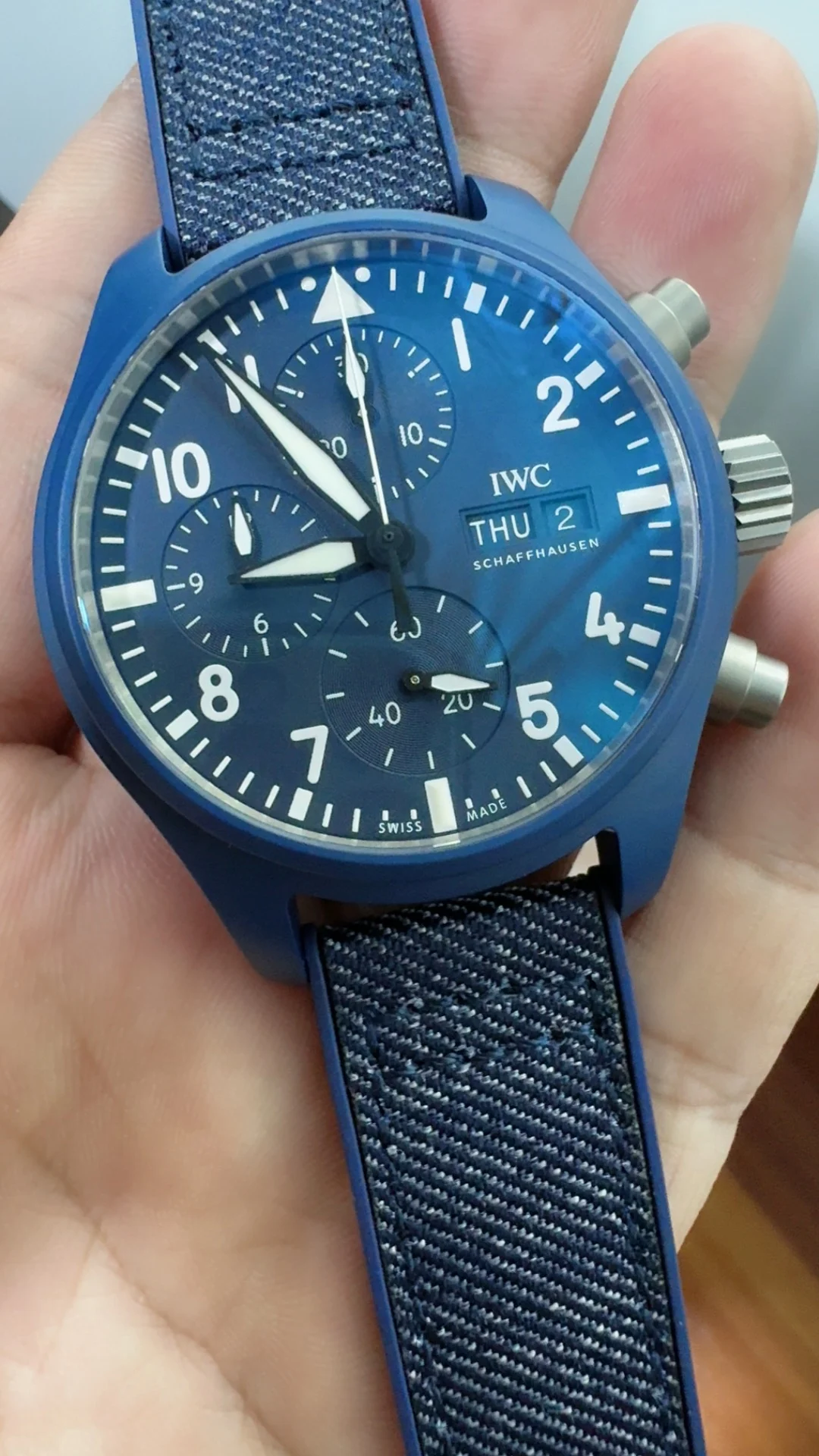 Aps, Flight Design, Blue Ceramic, New Movement — photographed off the sweep