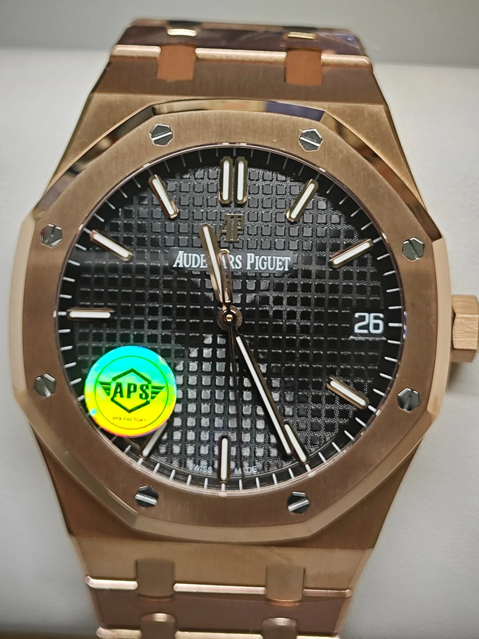 Audemars Piguet Black Dial 15500 — photographed off the sweep