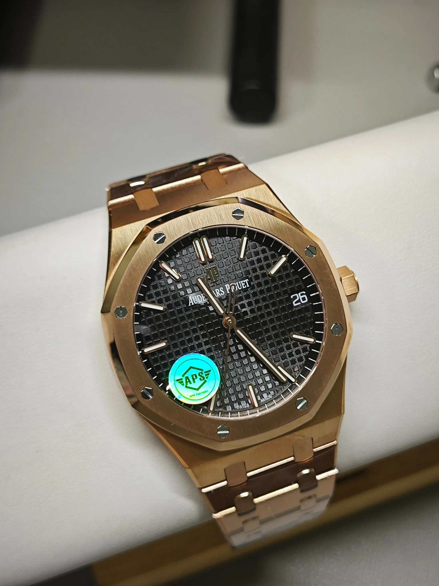 Audemars Piguet Black Dial 15500 — photographed off the sweep