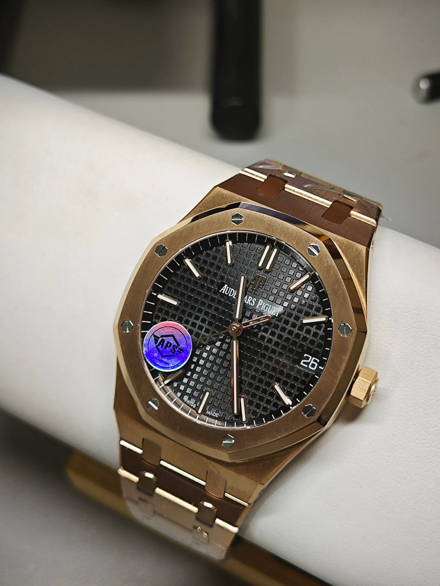 Audemars Piguet Black Dial 15500 — photographed off the sweep