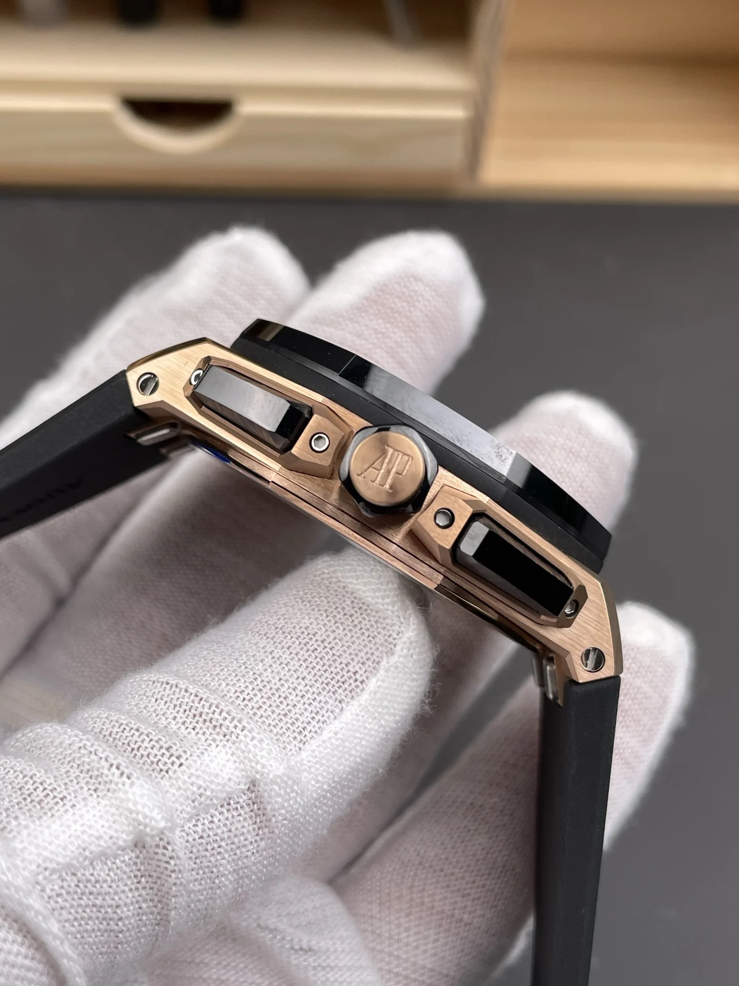 Audemars Piguet Black Dial 26420 42mm — photographed off the sweep
