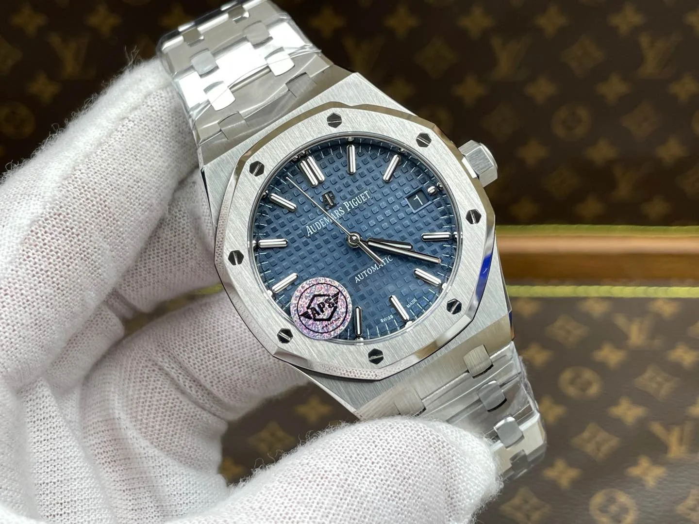 Audemars Piguet Blue Dial 15450 37mm — photographed off the sweep
