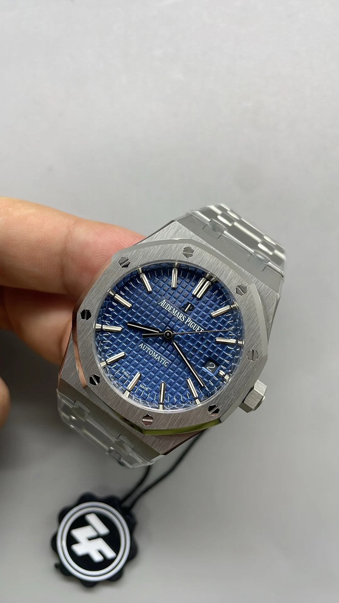 Audemars Piguet Blue Dial 15450 37mm — photographed off the sweep