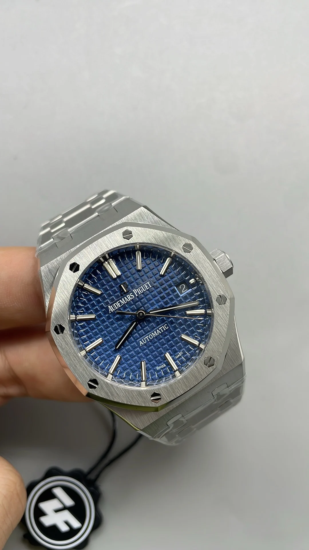 Audemars Piguet Blue Dial 15450 37mm — photographed off the sweep