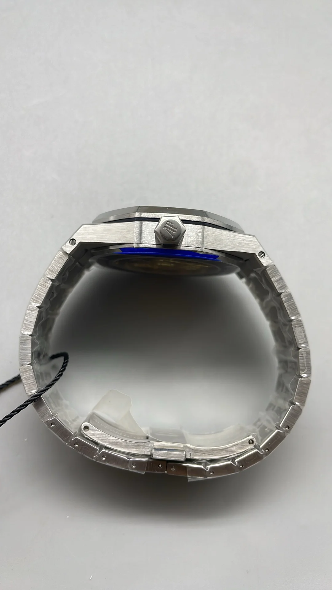 Audemars Piguet Blue Dial 15450 37mm — photographed off the sweep