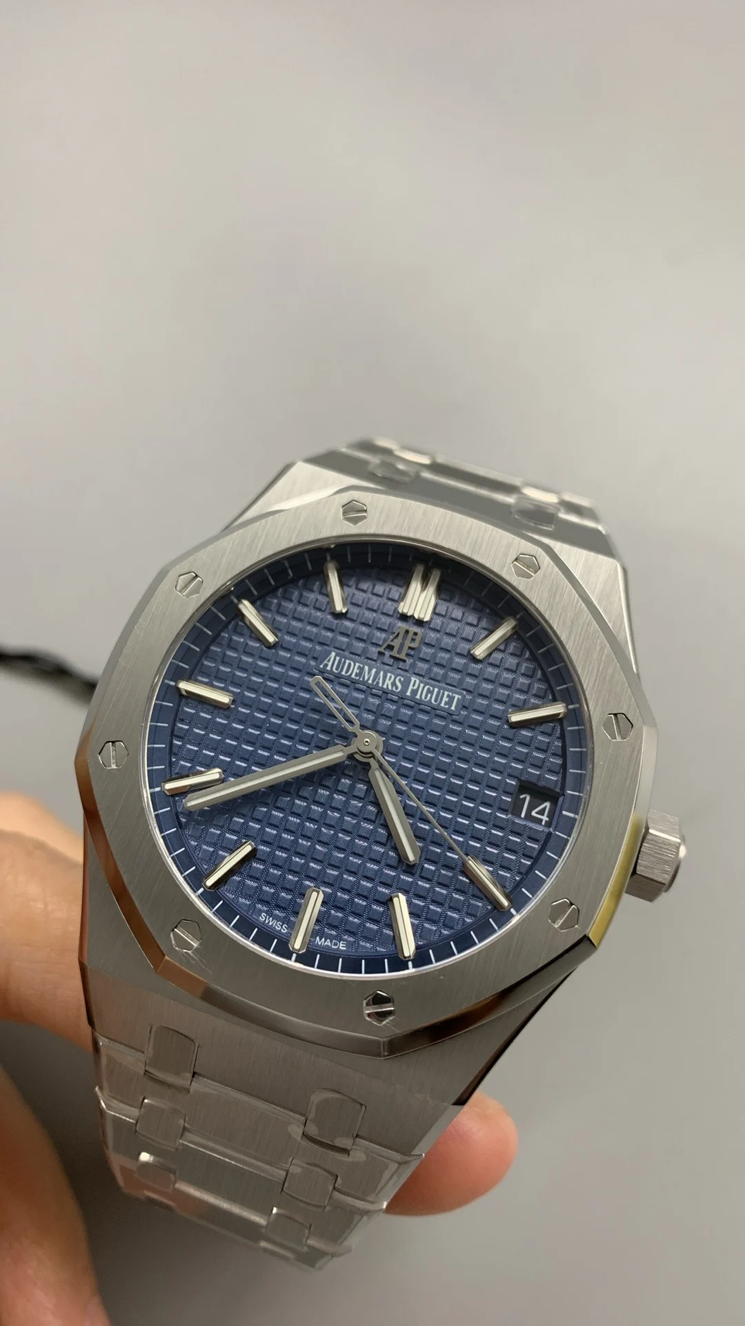 Audemars Piguet Blue Dial 15500 — photographed off the sweep