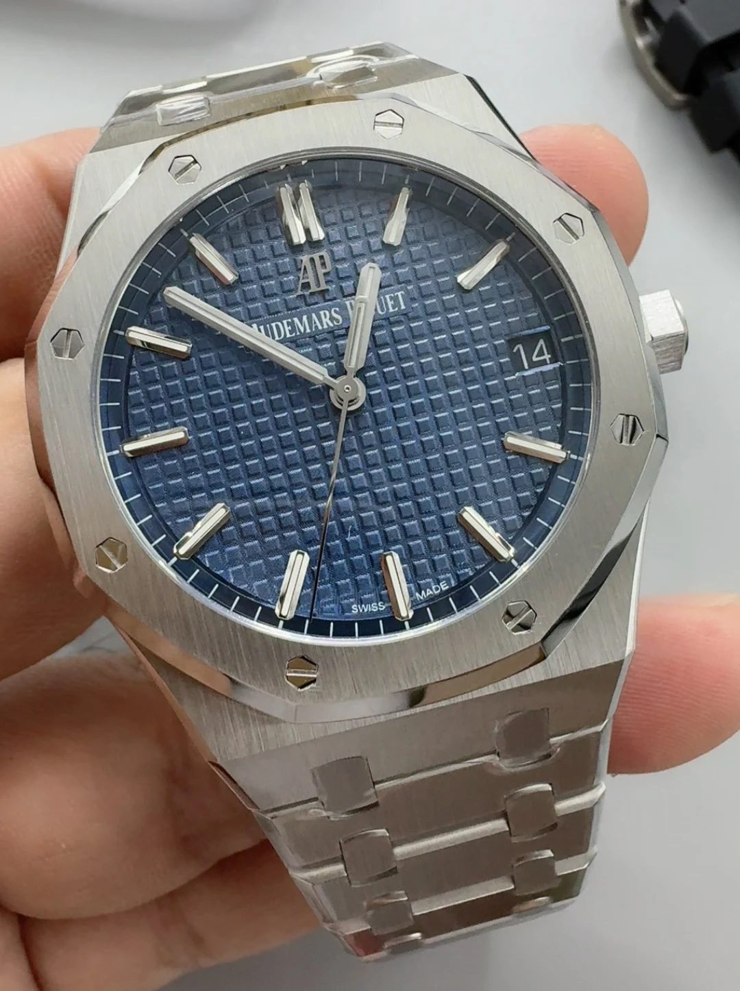 Audemars Piguet Blue Dial 15500 — photographed off the sweep