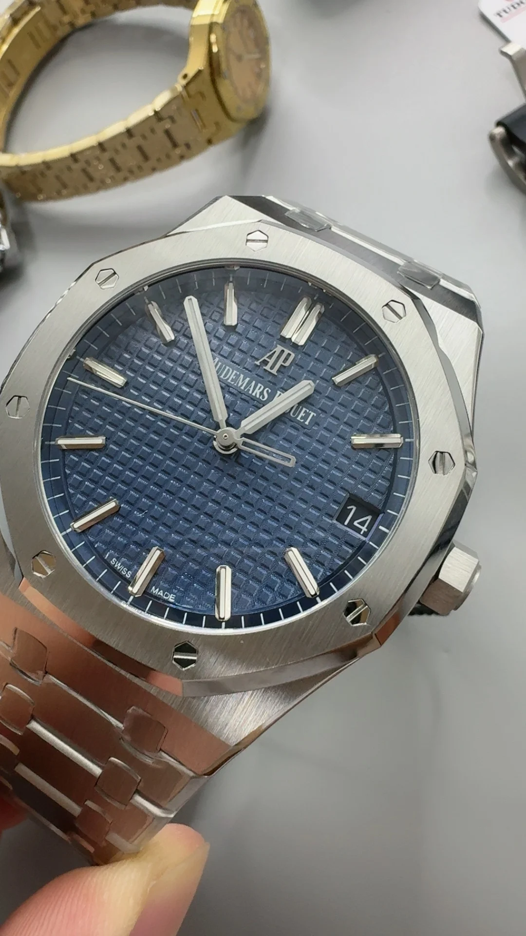 Audemars Piguet Blue Dial 15500 — photographed off the sweep