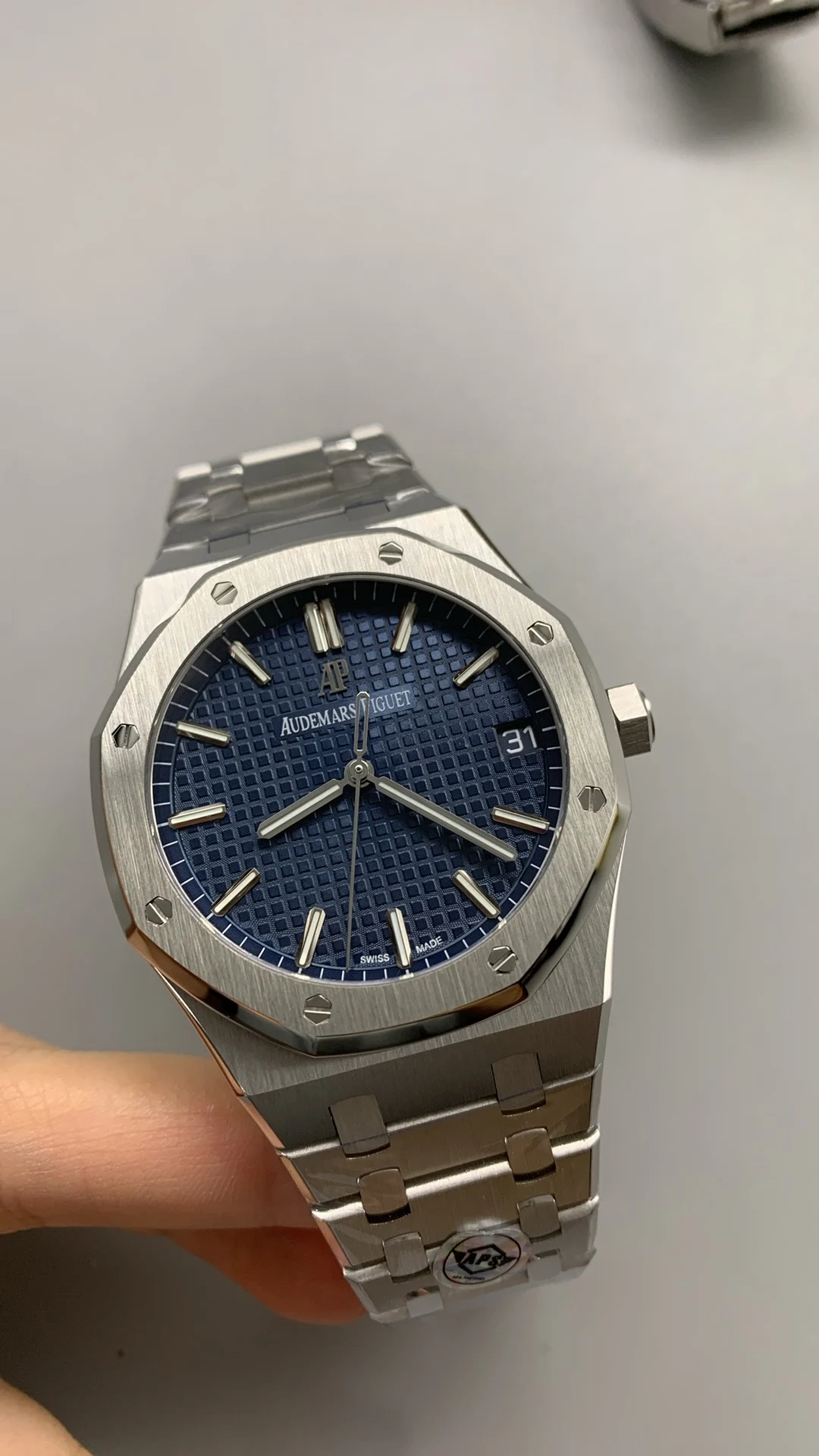Audemars Piguet Blue Dial 15500 — photographed off the sweep