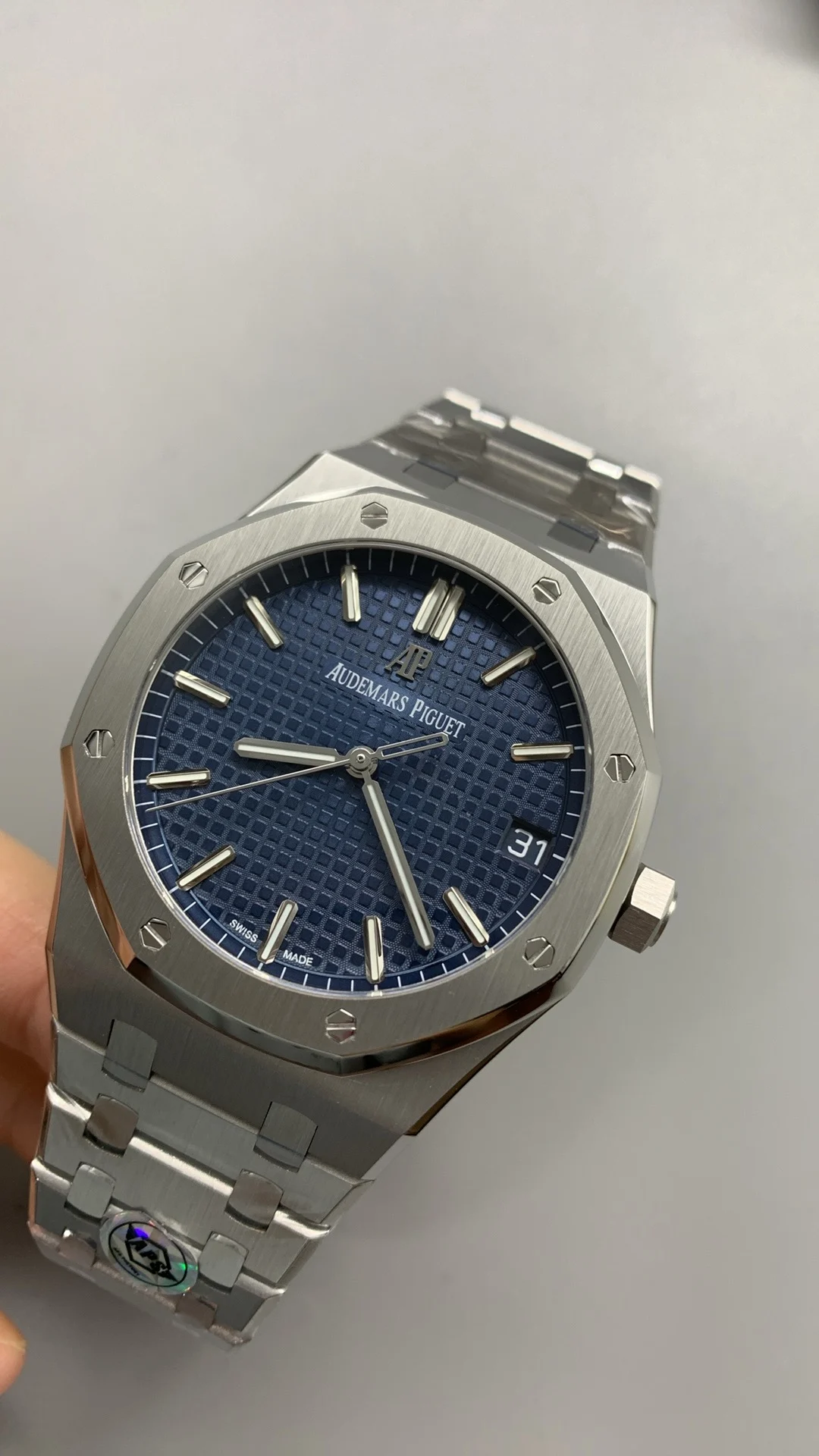 Audemars Piguet Blue Dial 15500 — photographed off the sweep
