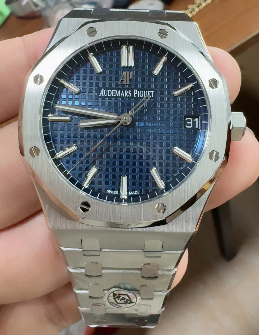 Audemars Piguet Blue Dial 15500 — photographed off the sweep