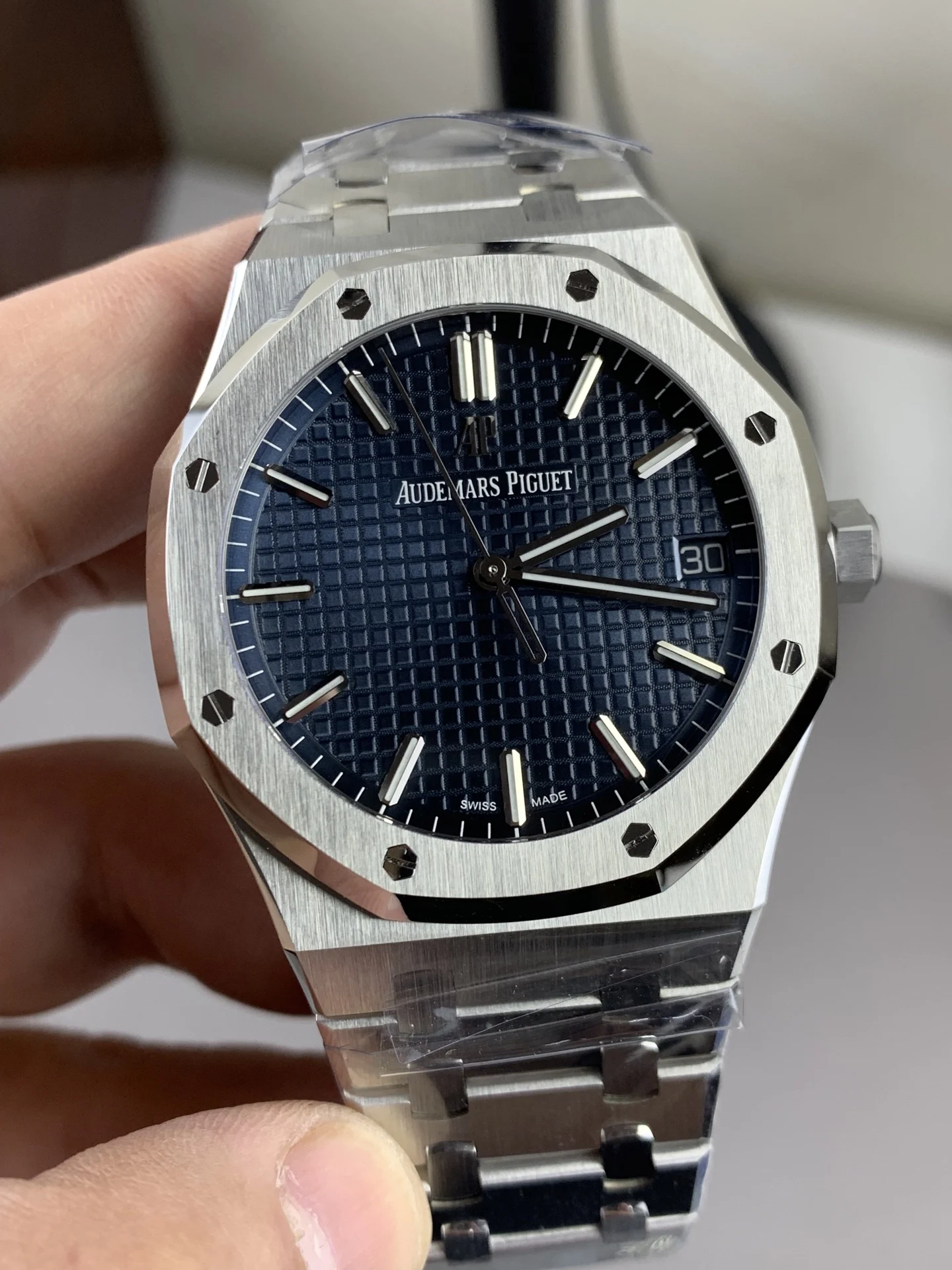 Audemars Piguet Blue Dial 15500 — photographed off the sweep