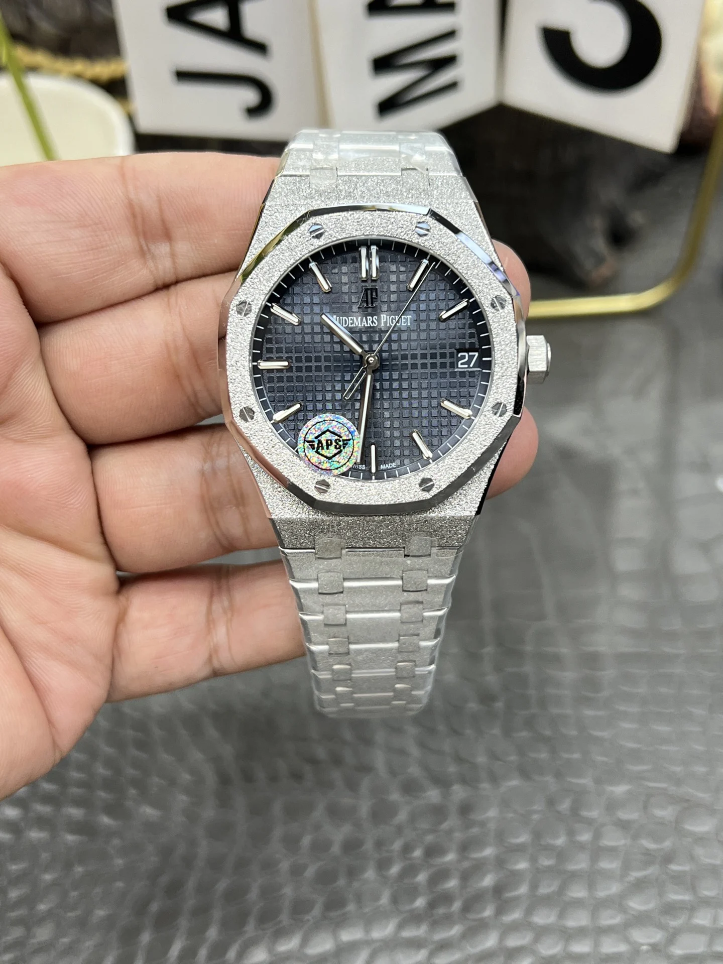 Audemars Piguet Blue Dial 15500 — photographed off the sweep