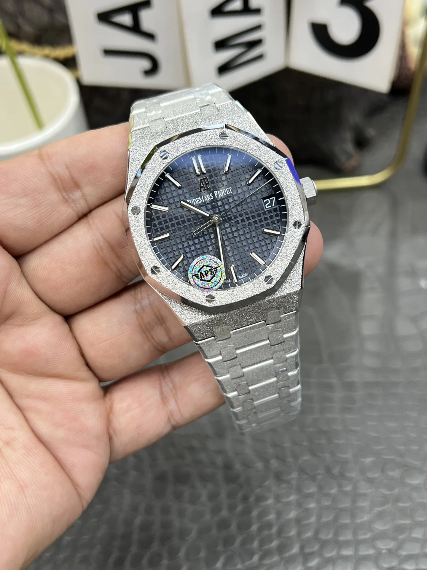 Audemars Piguet Blue Dial 15500 — photographed off the sweep