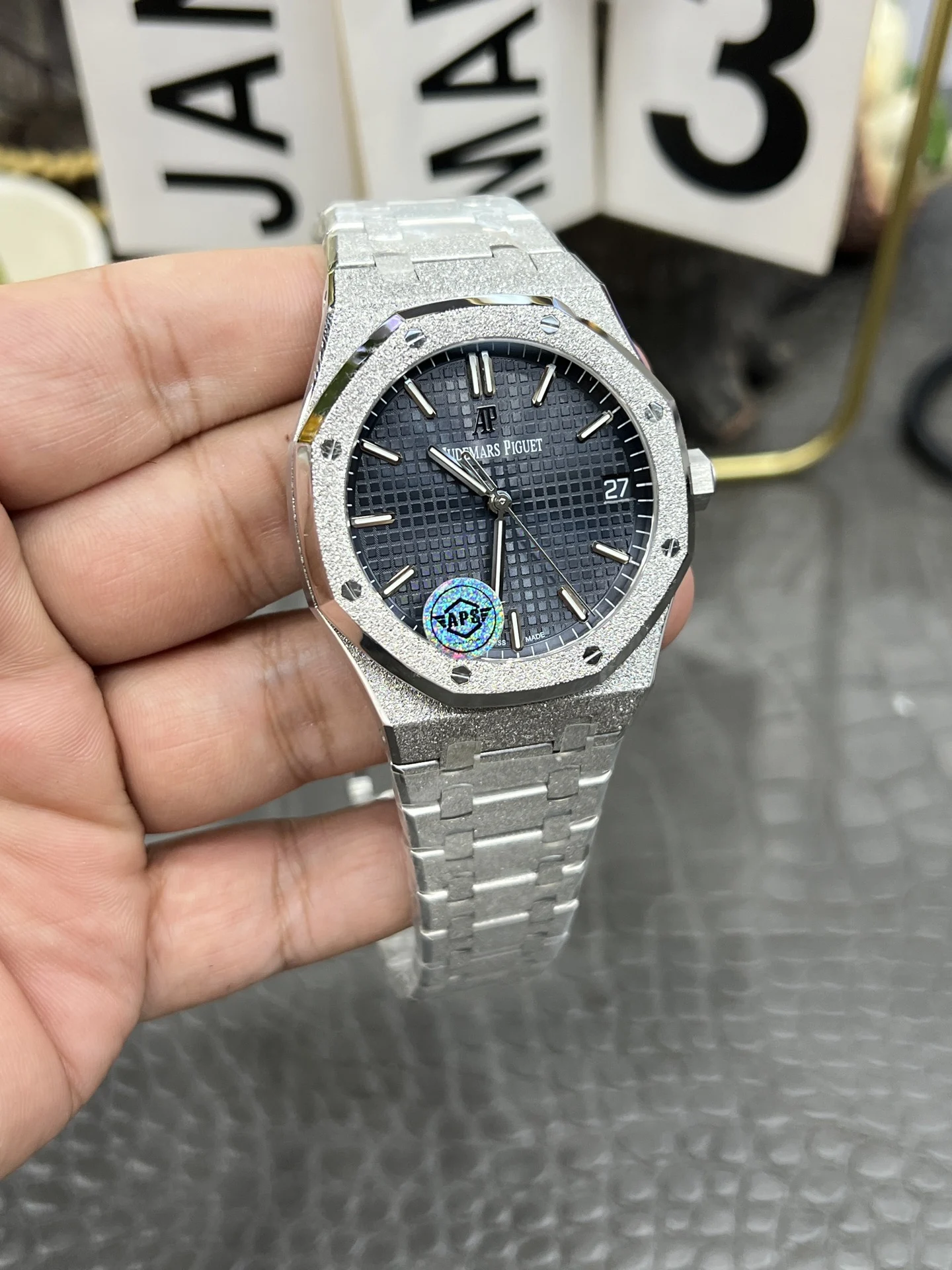 Audemars Piguet Blue Dial 15500 — photographed off the sweep