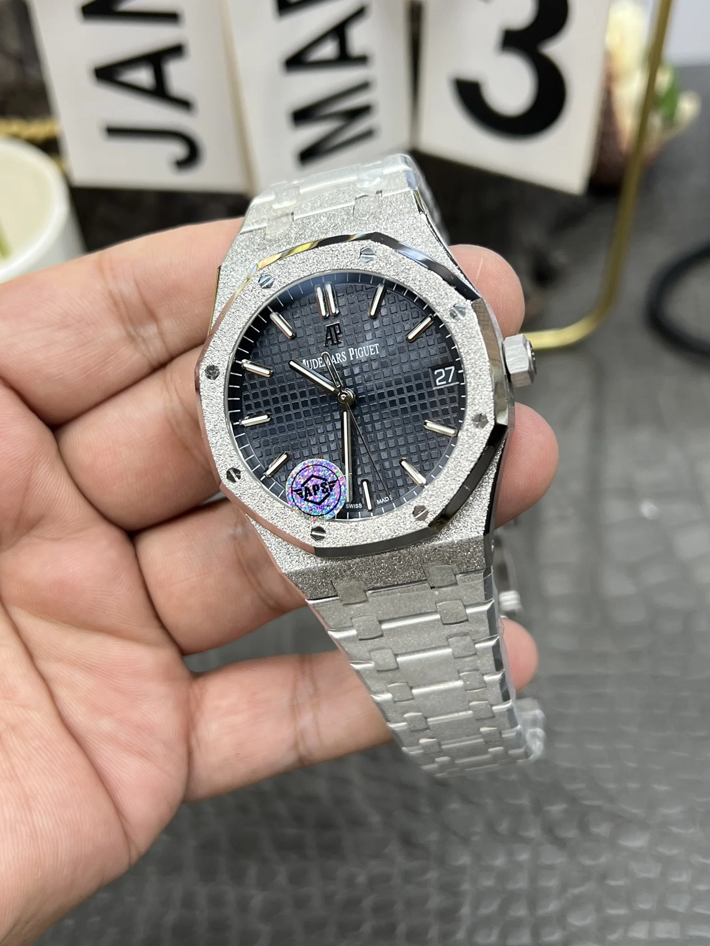 Audemars Piguet Blue Dial 15500 — photographed off the sweep