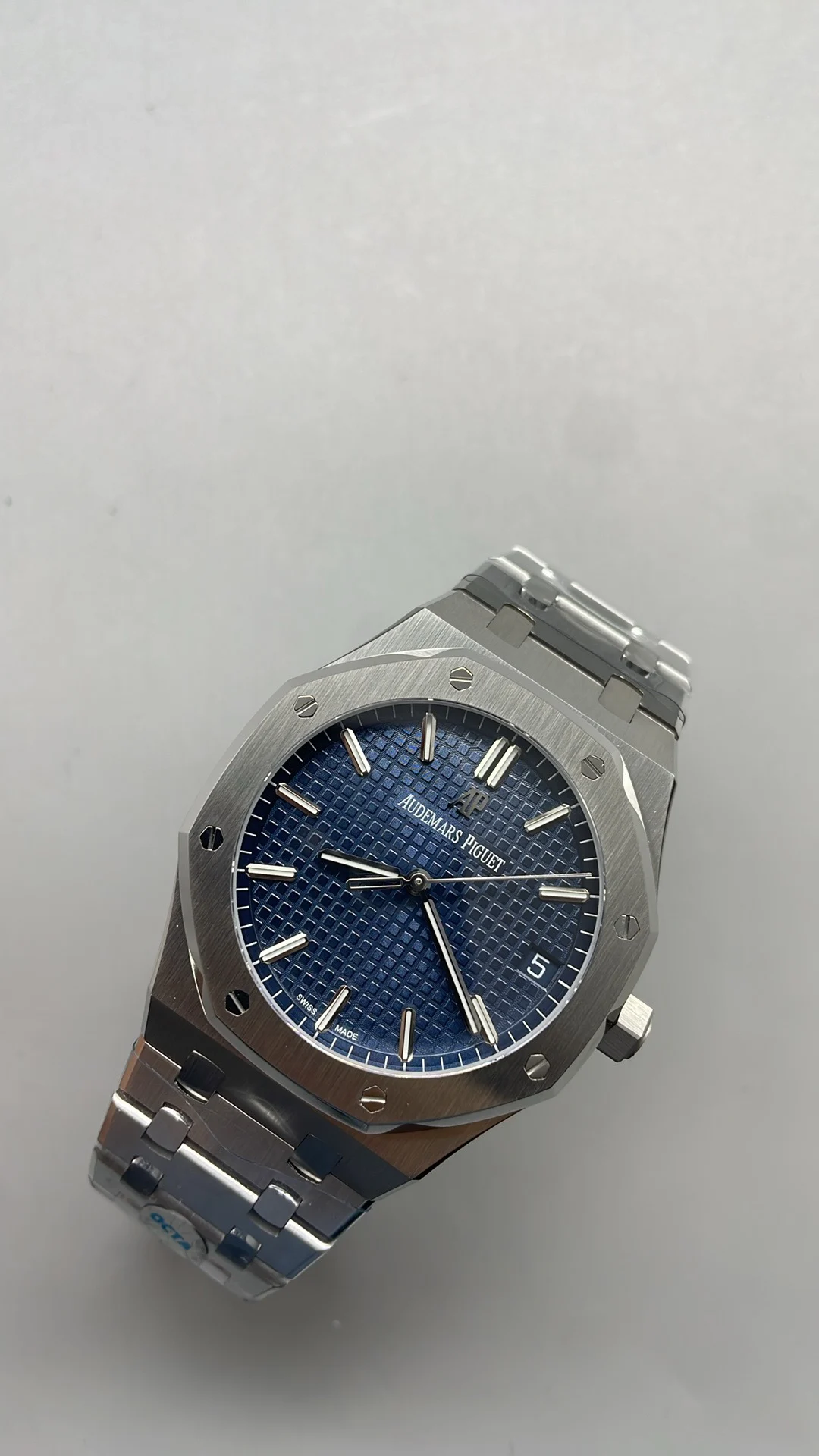 Audemars Piguet Blue Dial 15500 — photographed off the sweep