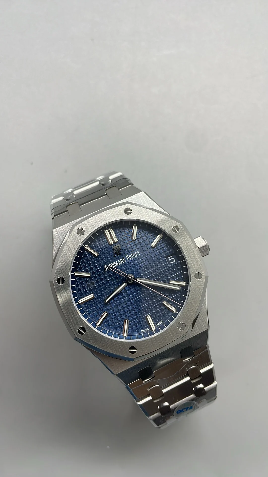 Audemars Piguet Blue Dial 15500 — photographed off the sweep