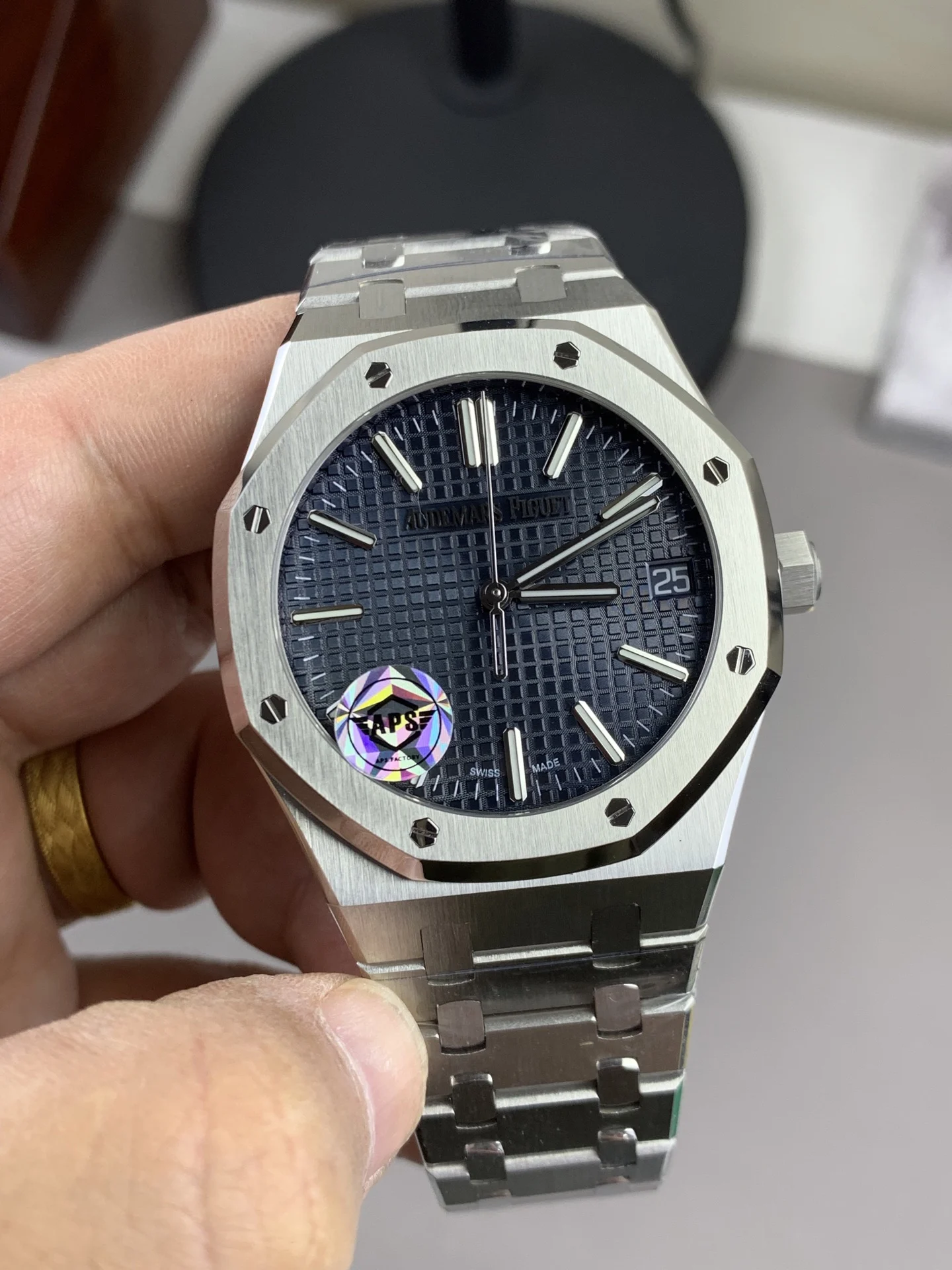Audemars Piguet Blue Dial 15510 — photographed off the sweep