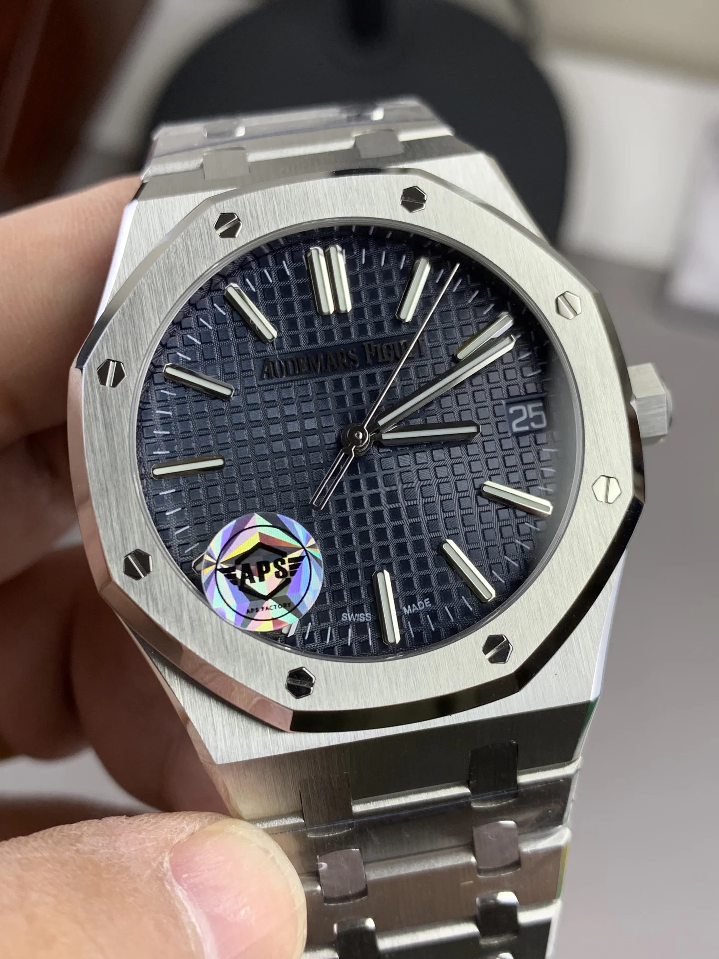 Audemars Piguet Blue Dial 15510 — photographed off the sweep