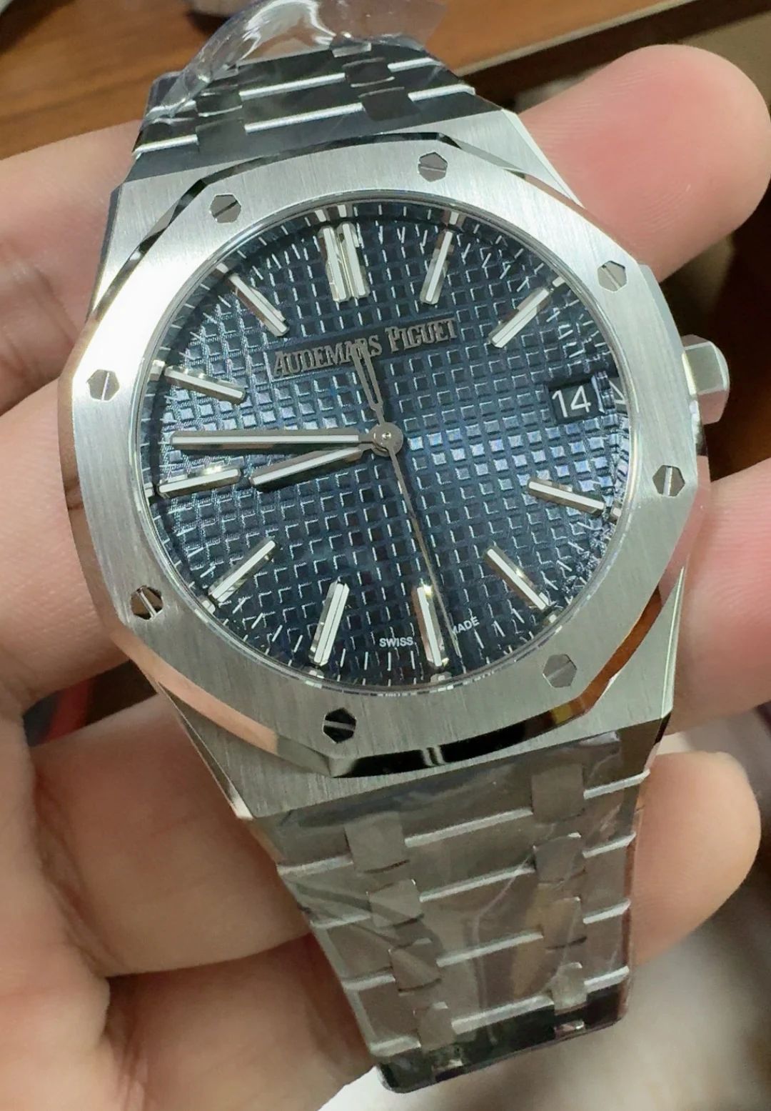 Audemars Piguet Blue Dial 15510 — photographed off the sweep