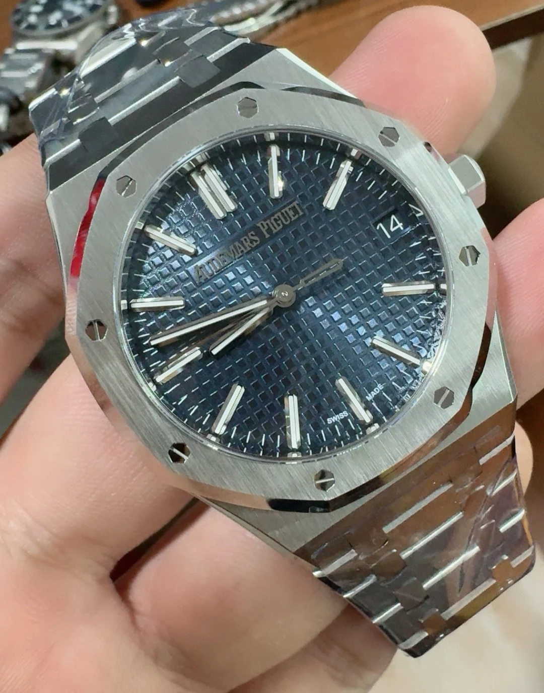 Audemars Piguet Blue Dial 15510 — photographed off the sweep