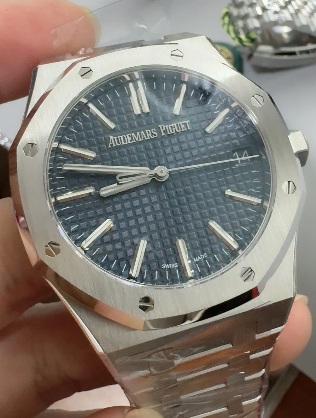 Audemars Piguet Blue Dial 15510 — photographed off the sweep