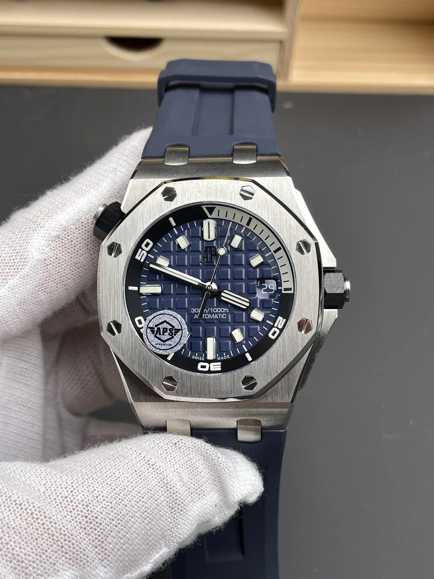 Audemars Piguet Blue Dial 15720 — photographed off the sweep