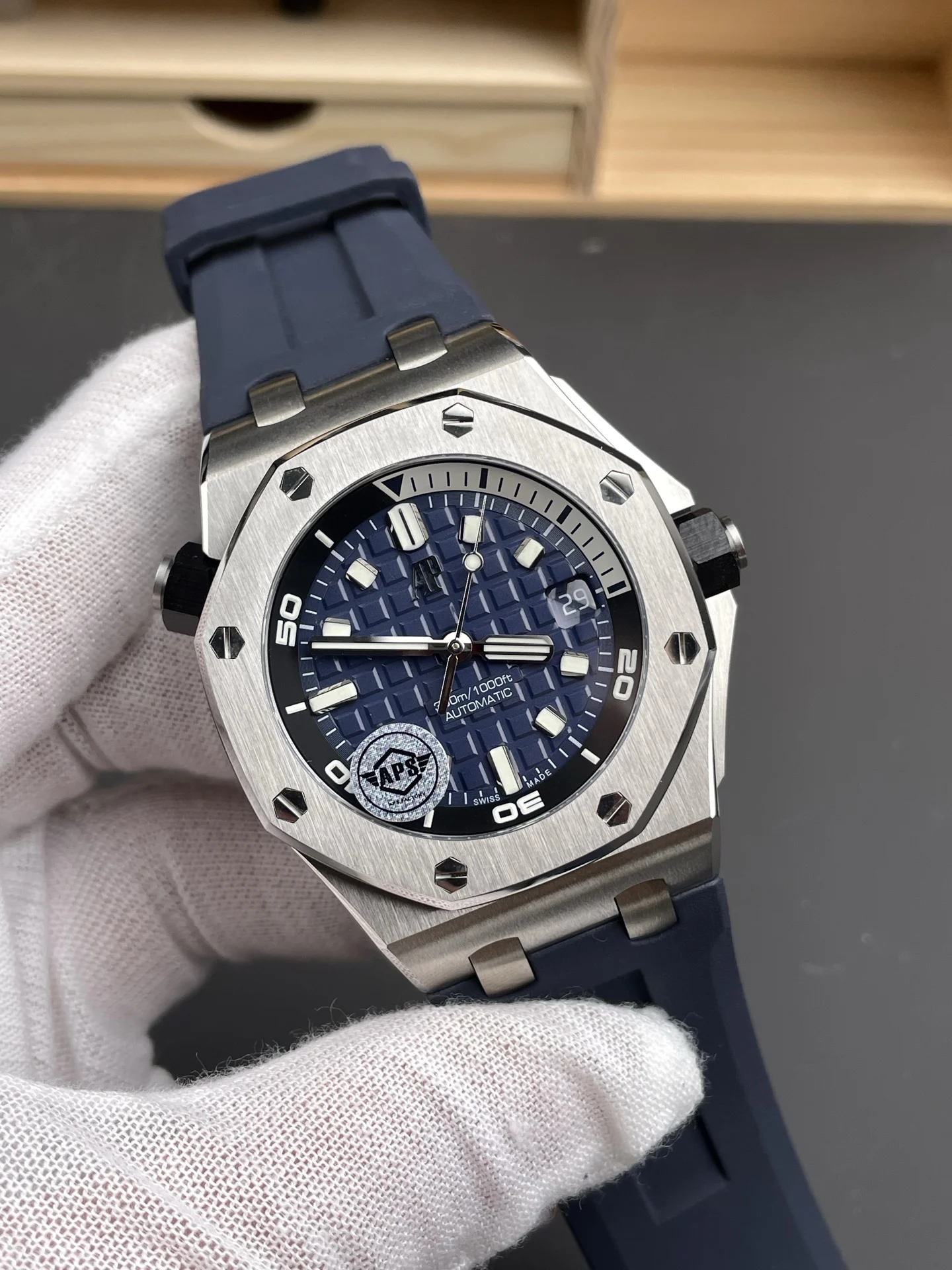 Audemars Piguet Blue Dial 15720 — photographed off the sweep