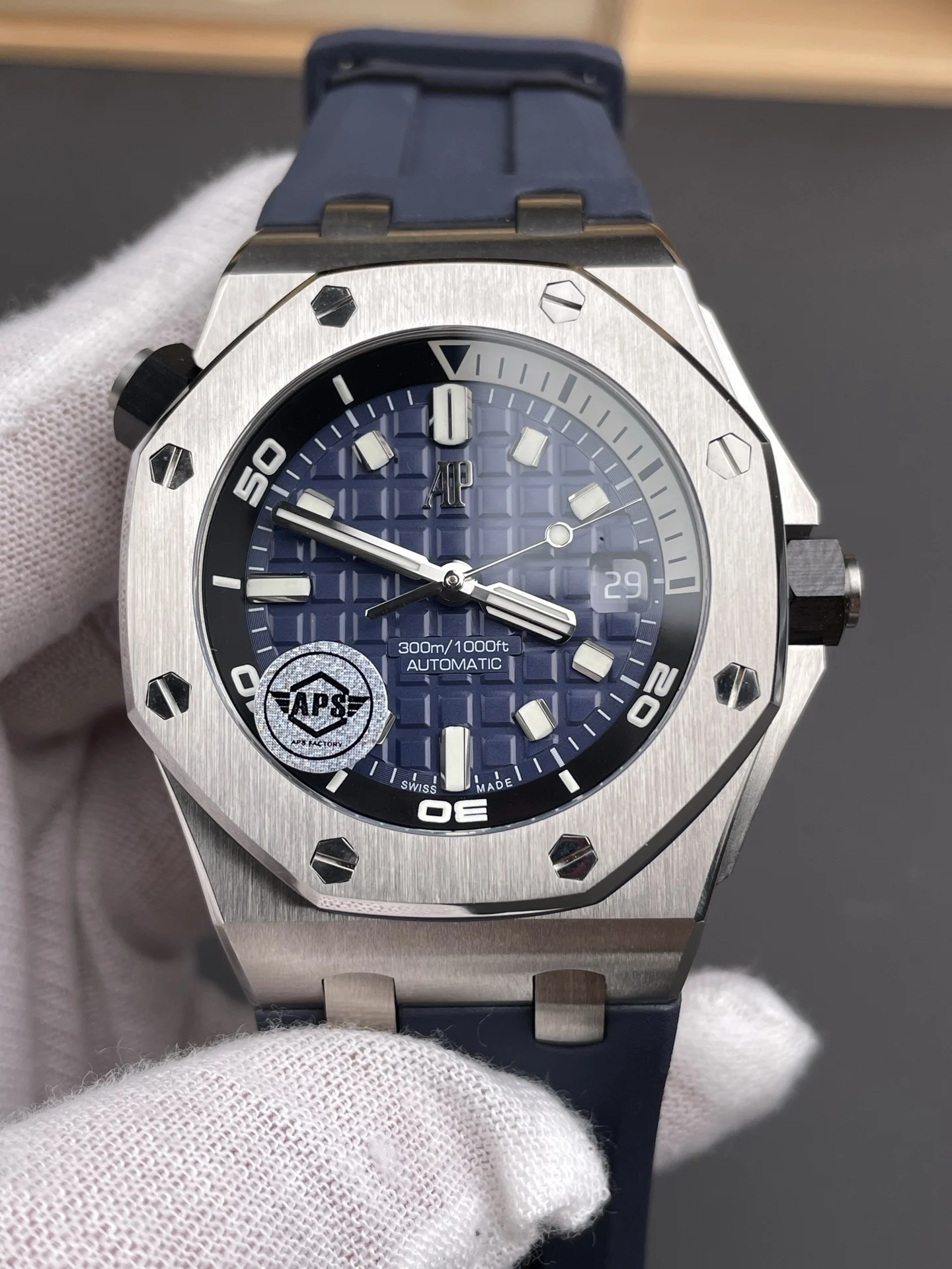 Audemars Piguet Blue Dial 15720 — photographed off the sweep