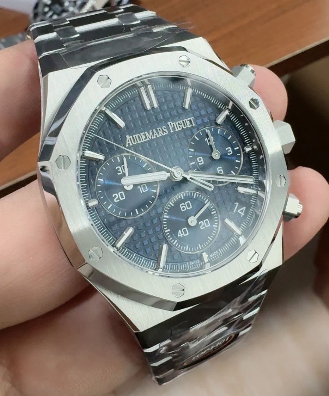 Audemars Piguet Blue Dial 26240 — photographed off the sweep