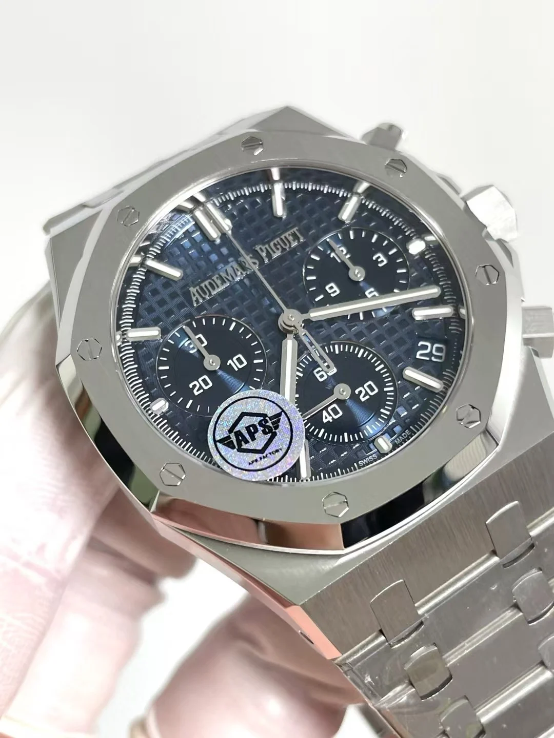 Audemars Piguet Blue Dial 26240 — photographed off the sweep