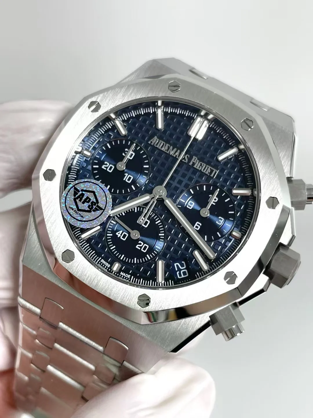 Audemars Piguet Blue Dial 26240 — photographed off the sweep
