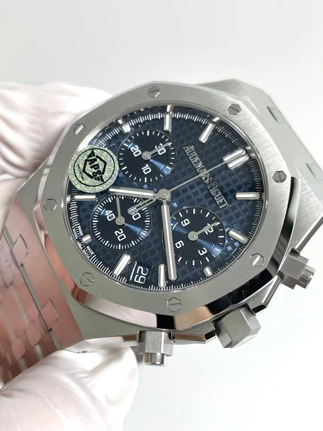 Audemars Piguet Blue Dial 26240 — photographed off the sweep