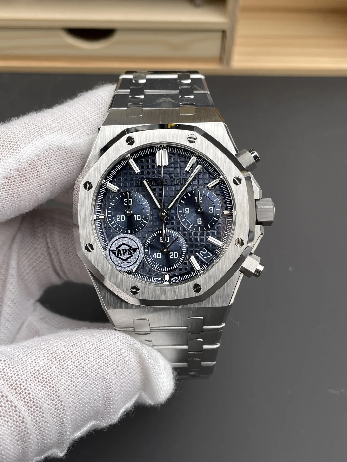 Audemars Piguet Blue Dial 26240 41mm — photographed off the sweep