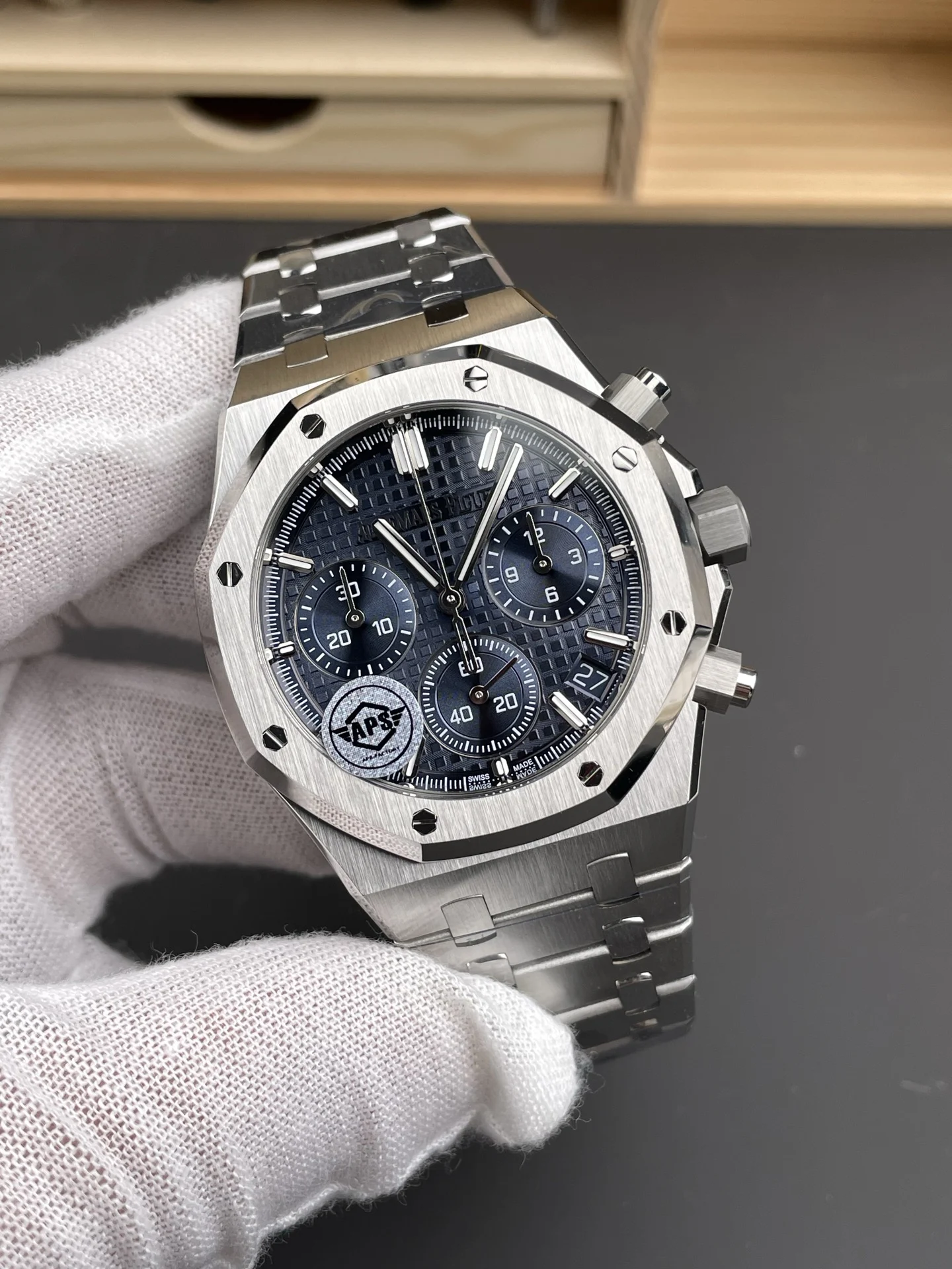 Audemars Piguet Blue Dial 26240 41mm — photographed off the sweep