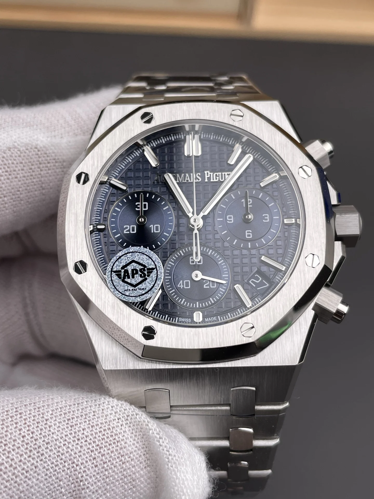 Audemars Piguet Blue Dial 26240 41mm — photographed off the sweep