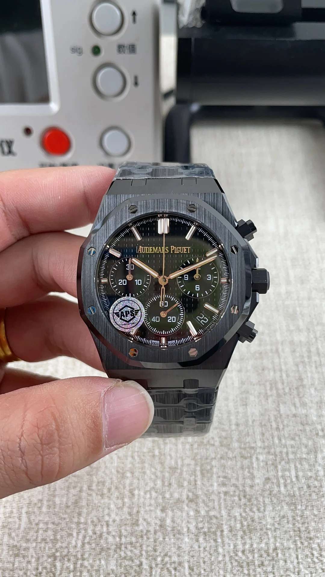 Audemars Piguet Ceramic Black Dial 26400 — photographed off the sweep
