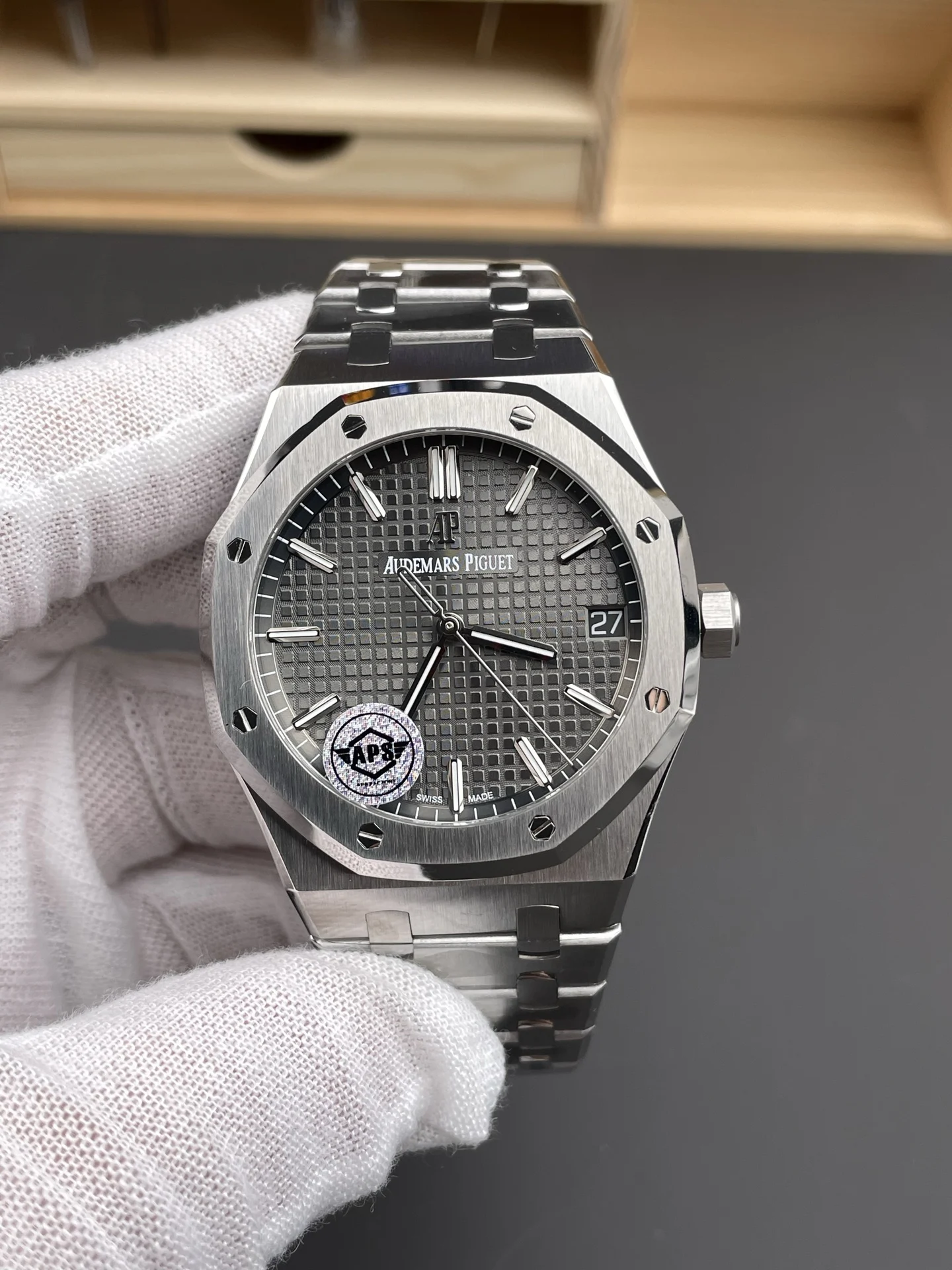 Audemars Piguet Grey Dial 15500 41mm — photographed off the sweep