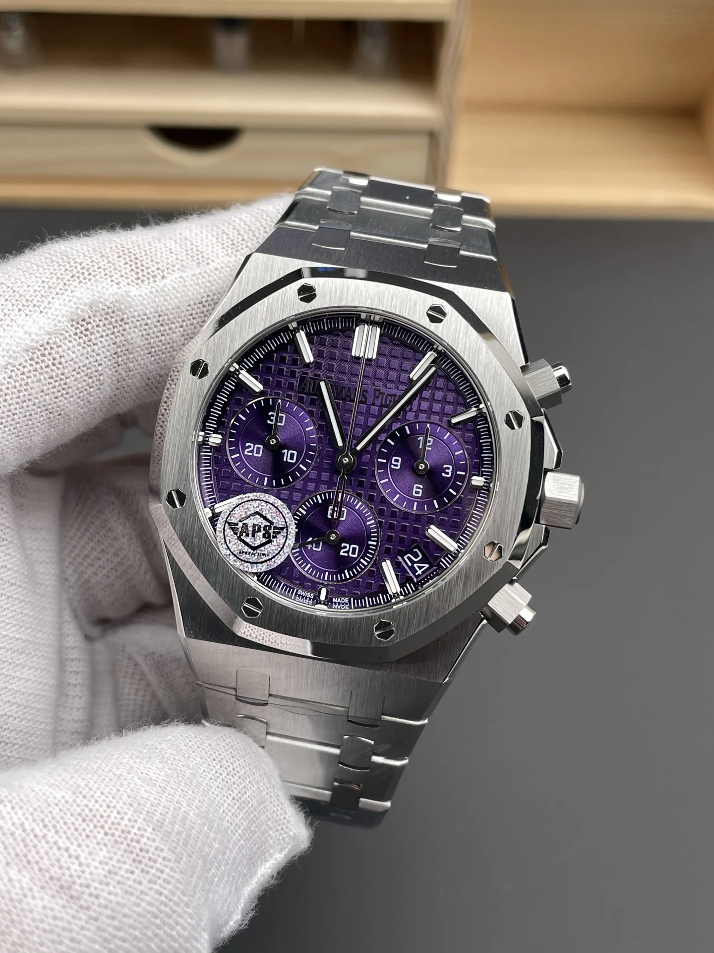 Audemars Piguet Purple Dial 26240 41mm — photographed off the sweep