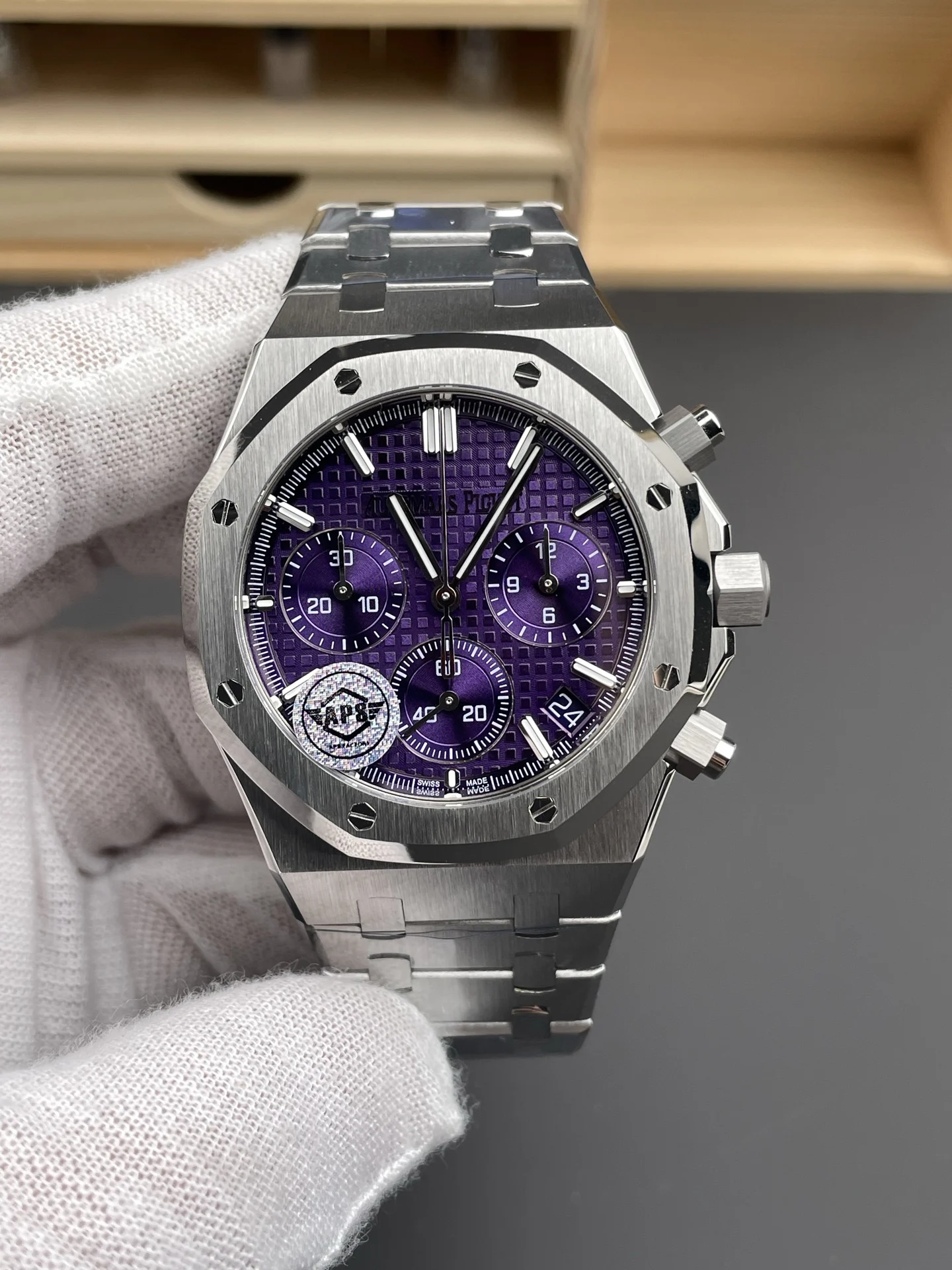 Audemars Piguet Purple Dial 26240 41mm — photographed off the sweep