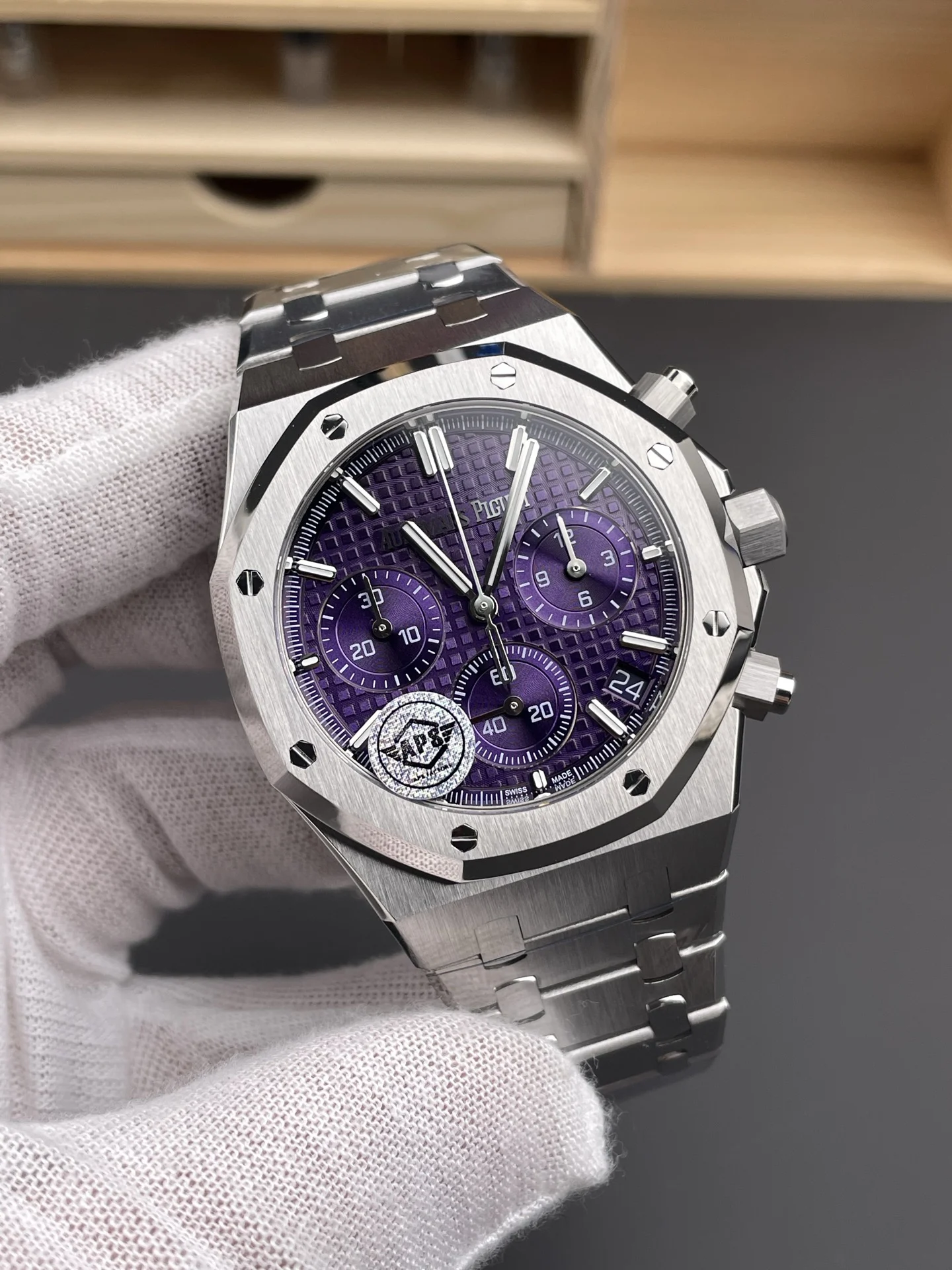 Audemars Piguet Purple Dial 26240 41mm — photographed off the sweep