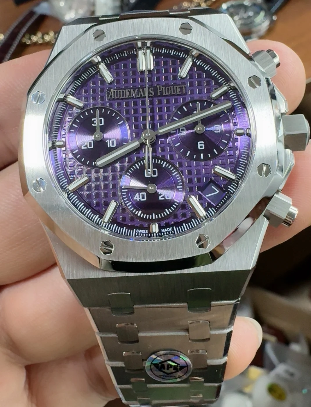 Audemars Piguet Purple Dial 26240 — photographed off the sweep
