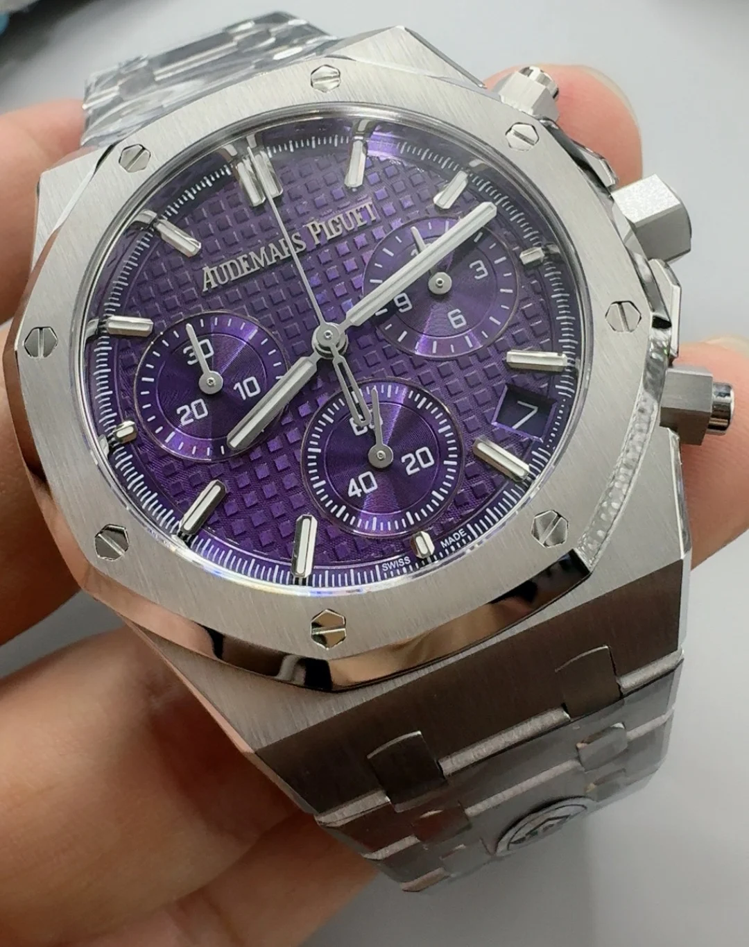 Audemars Piguet Purple Dial 26240 — photographed off the sweep