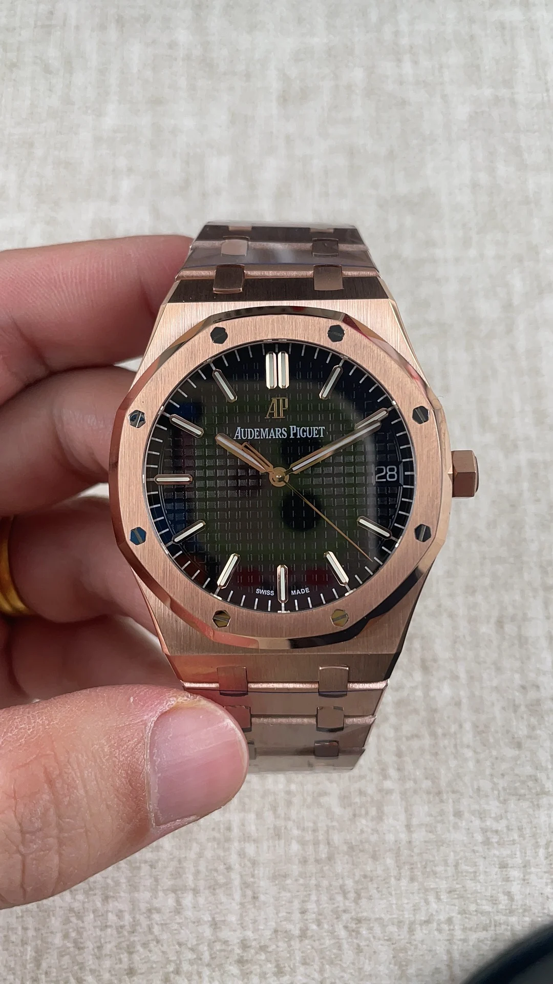 Audemars Piguet Rose Gold 15500 — photographed off the sweep