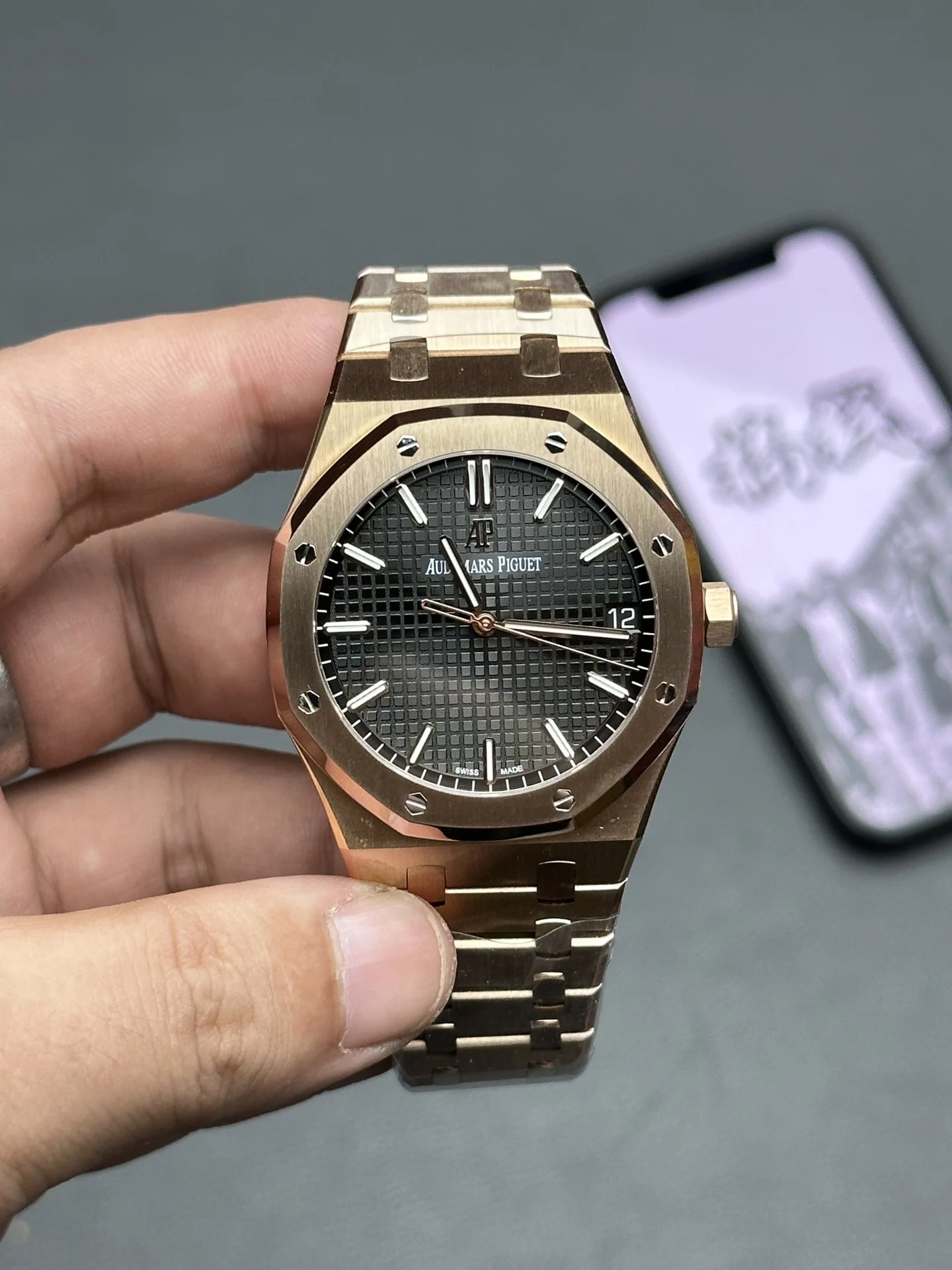 Audemars Piguet Rose Gold 15500 — photographed off the sweep